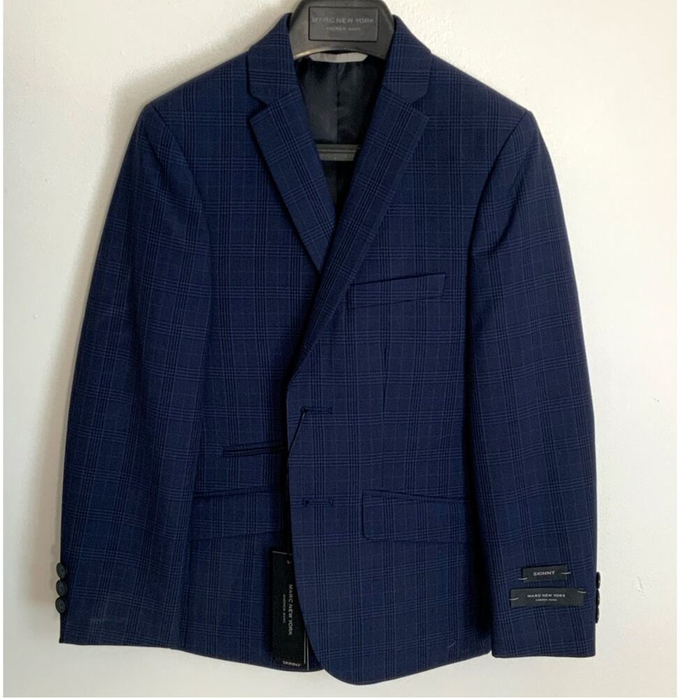 Marc New‎ York Plaid Navy Blazer NWT size 8SK
